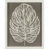 Paradise Leaf II Dimensional Wall Art in Off White Paper, Wood & Clear Glass