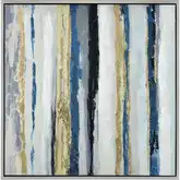 Pearson I Framed Canvas Painting Wall Art in Off White, Blue & Gold