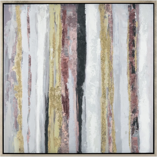 Keever II Framed Canvas Painting Wall Art in Off White, Red, Antique Gold