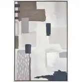 Pender Abstract Framed Canvas Painting Wall Art in Cream, Gray & Multicolor