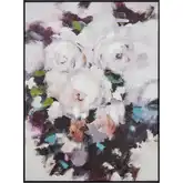 Peony Abstract Floral Framed Wall Art in White, Purple, Black Canvas