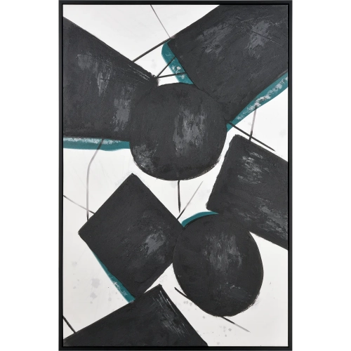Pierce Abstract Canvas Painting Wall Art in White & Black