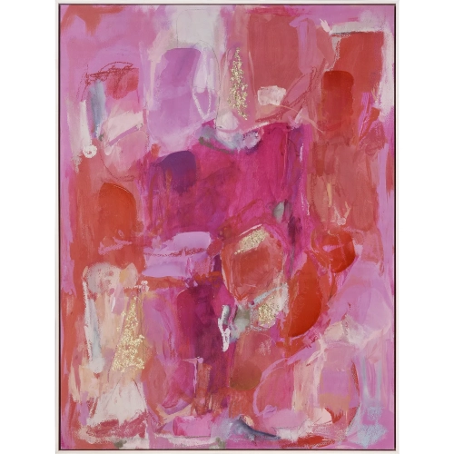 Pink Flush Abstract Framed Canvas Painting Wall Art in Pink Hues