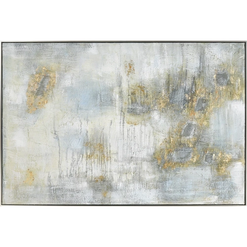 Remembered Canvas Painting Wall Art in Off White, Gold & Silver