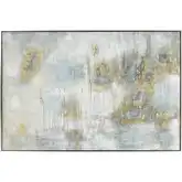 Remembered Canvas Painting Wall Art in Off White, Gold & Silver