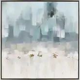 Remembrance Framed Canvas Painting Wall Art in Light Blue, Cream & Silver