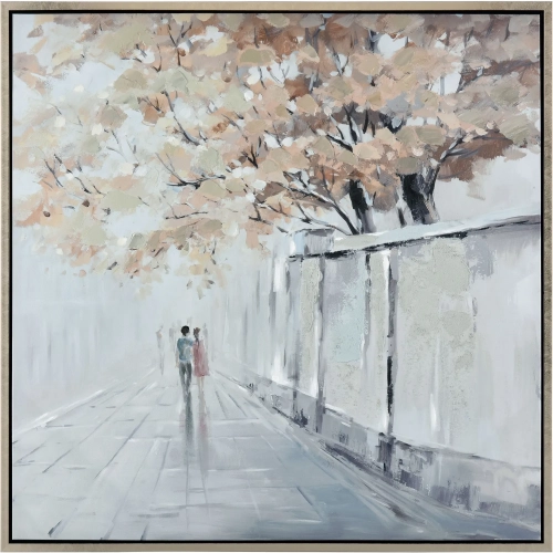 Rue Ames Framed Canvas Painting Wall Art in Gray & Brown