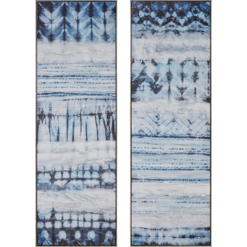 Shibori Framed Wall Art 2 Piece Set in Blue & White