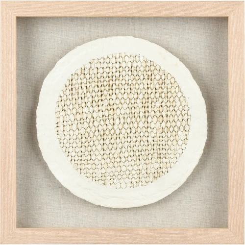 Simple Weave I Wall Art in Cream, Wood & Clear Glass