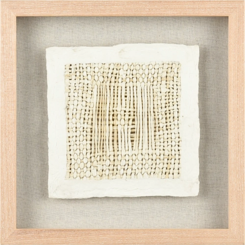 Simple Weave II Wall Art in Cream, Wood & Clear Glass