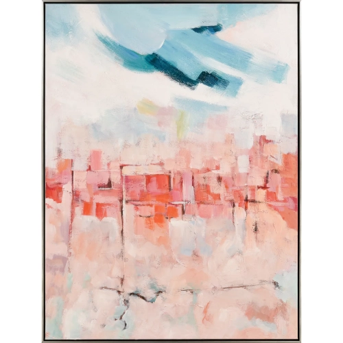 Skyline Hues Framed Wall Art in Cream, Coral & Blues