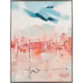 Skyline Hues Framed Wall Art in Cream, Coral & Blues