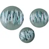 Spindrift Dimensional Wall Art 3 Piece Set in Seafoam Green Enamel & Nickel Iron