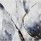 Strength II Canvas Painting Wall Art in White, Navy Blue & Gold