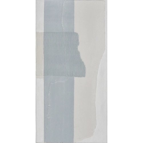 Tierra I Abstract Canvas Painting Wall Art in Blue & Off White