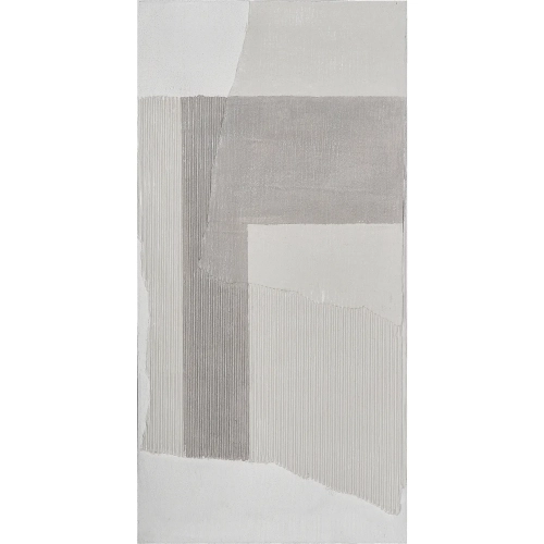 Tierra I Abstract Canvas Painting Wall Art in Gray & Off White