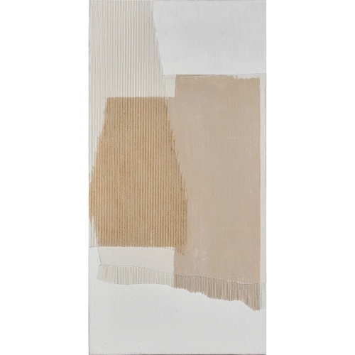 Tierra I Abstract Canvas Painting Wall Art in Taupe & Off White