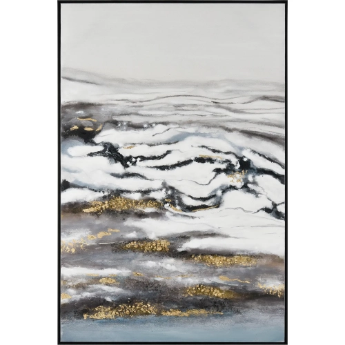 Tumult Framed Canvas Painting Wall Art in Off White, Blue & Gray