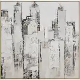 Urban Mist Abstract Framed Wall Art in Off White & Gray