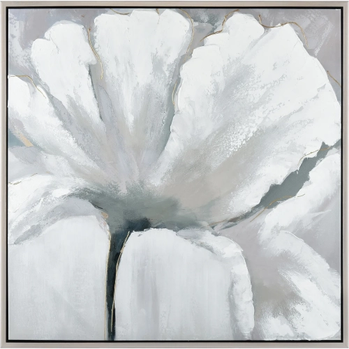 Valerie Blooms Framed Canvas Painting Wall Art in Off White & Gray