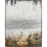 Vantage Point Framed Canvas Painting Wall Art in Gray, Gold & Silver