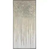 Vesper Framed Canvas Painting Wall Art in Champagne Gold, Cream & Silver