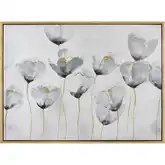 Wald Poppy Framed Canvas Painting Wall Art in White, Gray & Gold