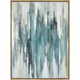 Waller Framed Canvas Painting Wall Art in Teal, Off White & Gold