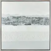 Walters Bay Framed Canvas Painting Wall Art in White, Gray & Champagne Silver