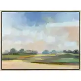 Weldon Field Framed Canvas Painting Wall Art in Blue, Green & Antique Gold