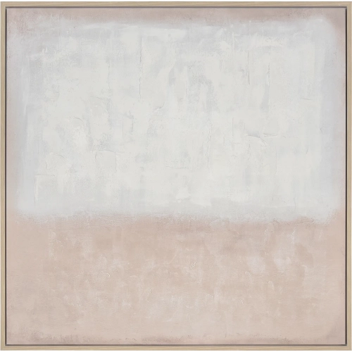 White Colorfield Abstract Canvas Painting Framed Wall Art in Cream & Blush