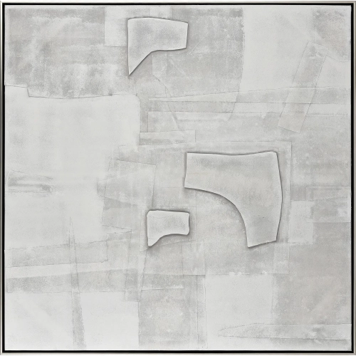 Whiten I Abstract Framed Wall Art in White, Gray, Silver Canvas