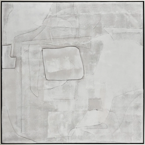 Whiten II Abstract Framed Wall Art in White, Gray, Silver Canvas