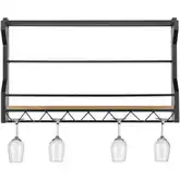 Wavertree Wall Shelf in Black Metal & Natural Fir Wood