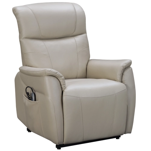 Leighton Lift Chair Recliner with Power Head Rest, Lumbar & Lay Flat in Cream Leather