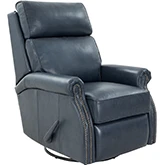 Crews Swivel Glider Recliner in Barone Navy Blue Leather