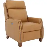 Anaheim Power Recliner w/ Power Head Rest & Lumbar in Brandy Brown Top Grain Leather