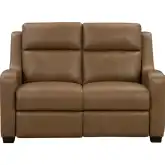 Ayden Power Recline Loveseat w/ Power Head Rests & Lumbar in Toffee Brown Top Grain Leather