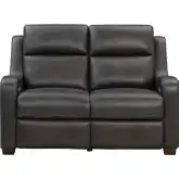 Ayden Power Recline Loveseat w/ Power Head Rests & Lumbar in Dark Gray Top Grain Leather