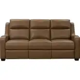 Ayden Power Recline Sofa w/ Power Head Rests & Lumbar in Toffee Brown Top Grain Leather