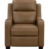 Ayden Power Recliner w/ Power Head Rest & Lumbar in Toffee Brown Top Grain Leather