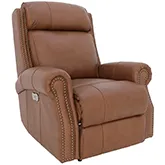 Blair Big & Tall Power Recliner with Power Head Rest in Saddle Brown Top Grain Leather