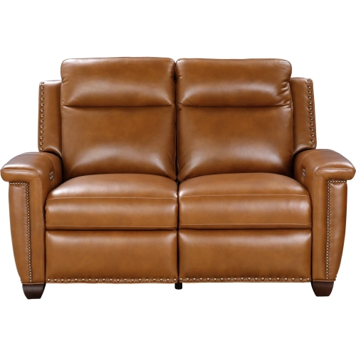 Briar Power Reclining Loveseat w/ Power Head Rests in Saddle Brown Top Grain Leather