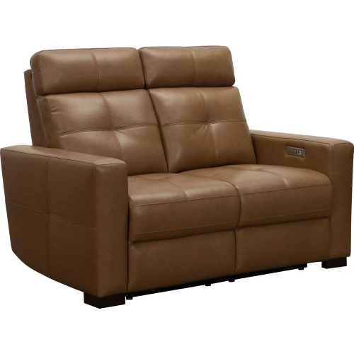 Cara Power Recline Loveseat w/ Power Head Rests & Lumbar in Brown Top Grain Leather