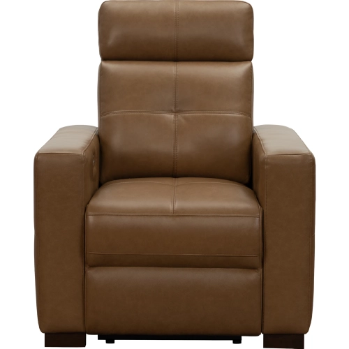 Cara Power Recliner w/ Power Head Rest & Lumbar in Saddle Brown Top Grain Leather