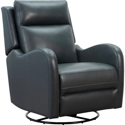 Carrie Power Swivel Glider Recliner with Power Head Rest in Dark Blue Leather