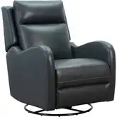 Carrie Power Swivel Glider Recliner with Power Head Rest in Dark Blue Leather