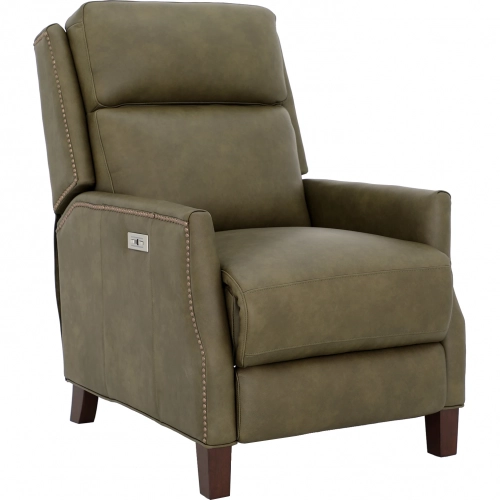 Charlotte Power Recliner w/ Power Head Rest in Olive Green Top Grain Leather