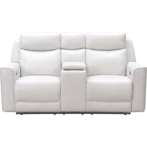 Chester Triple Power Reclining Console Loveseat with Charging in Soft White Leather