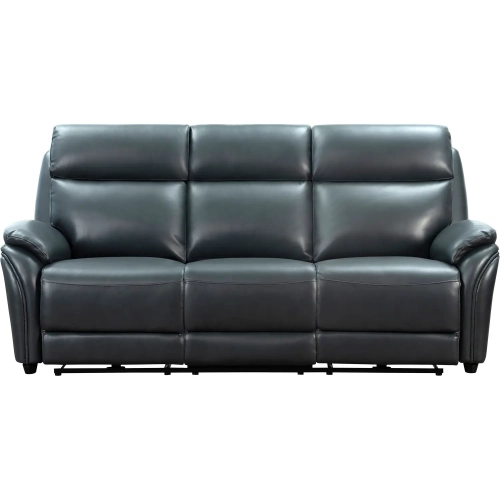 Corry Triple Power Reclining Sofa with Dropdown Table in Dark Blue Top Grain Leather